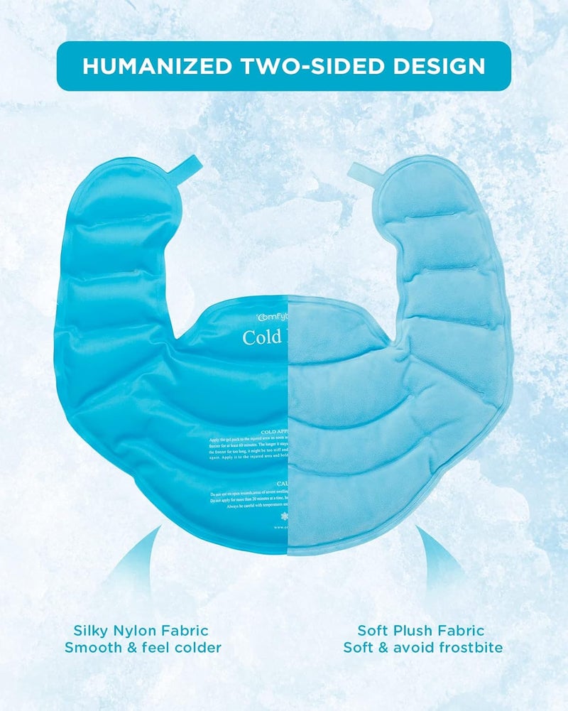 Comfytemp كومفيتمب حزمة ثلج لتخفيف آلام الرقبة والكتفين قابلة لإعادة الاستخدام كبيرة جل لف الكتف للتبريد للظهر العلوي ضغط بارد للعلاج الطبيعي لإصابات العنق للرجال والنساء هدية - Image 3