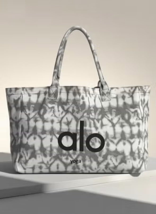 Alo Yoga Bag, Single-shoulder Canvas Bag for both Men and Women, Large-capacity Shopping bag, Sports and Fitness Bag - Gray - Image 2