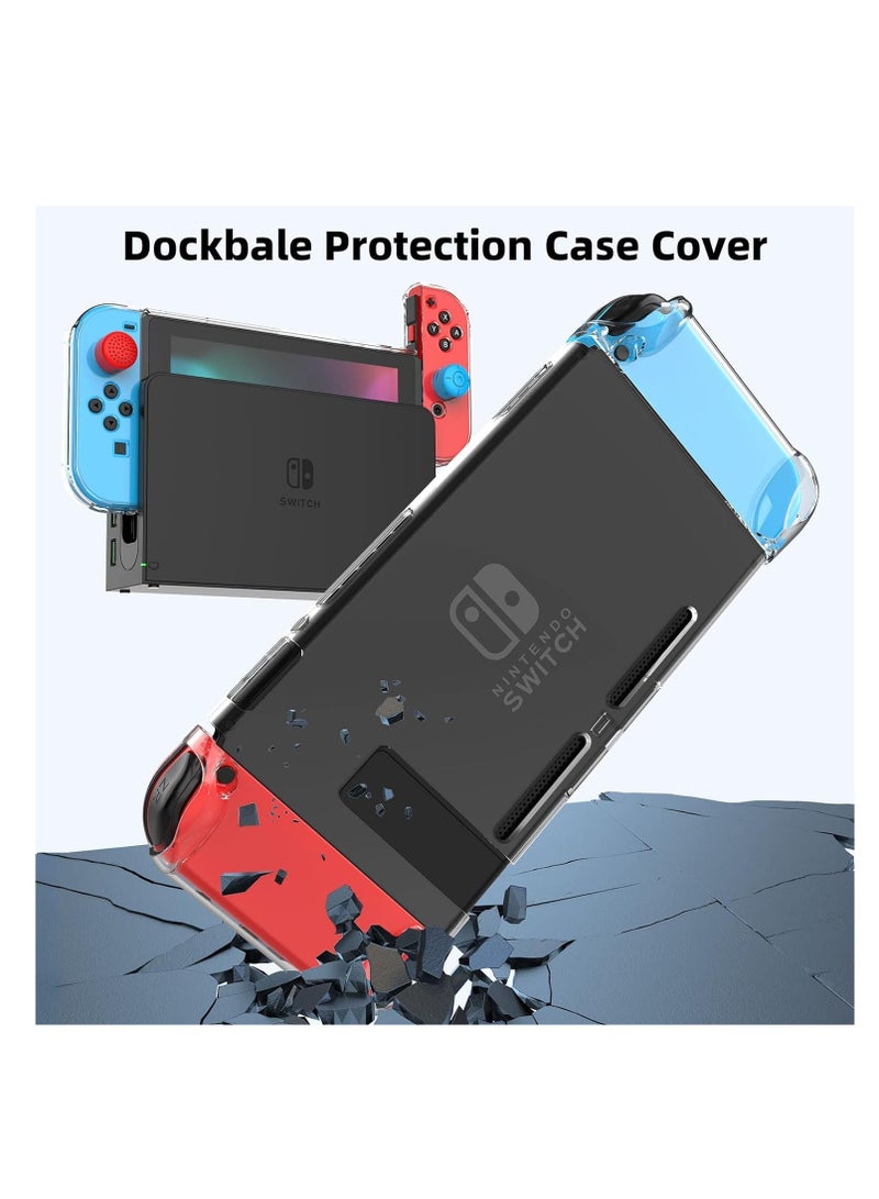 SYOSI Switch Case Compatible with Nintendo Switch 9 in 1 Accessories kit with Carrying Case, Dockable Protective Case, HD Screen Protector and 6pcs Thumb Grips Caps - Image 4