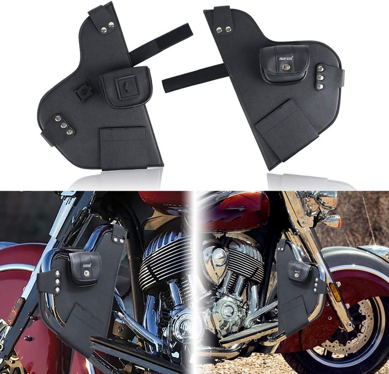 AUFER Motorcycle Highway Crash Bars Cover Soft Lowers Chaps Leg Warmer Bag for Indian Chief Chieftain Road Master Springfield 2014-Up - Image 1