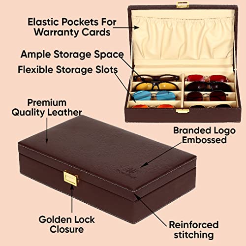 Hard Craft Sunglasses Specs Spectacle Eyewear Goggles Organizer Box Case 8 slots PU Leather Sunglass Shades Holder Cover Pouch Organiser Box For Men and Women - Image 3