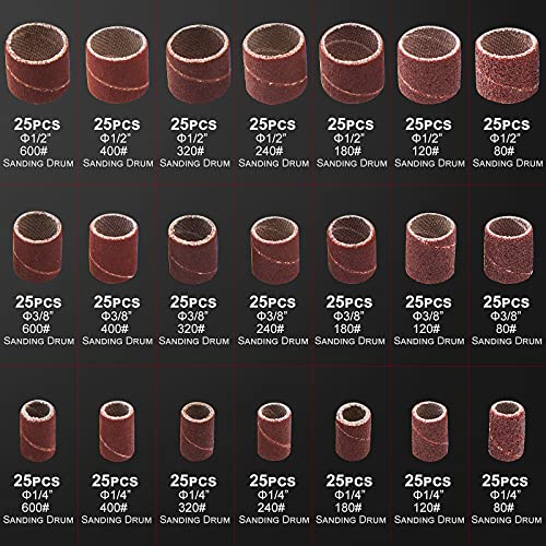 Juasky 551pcs Sanding Drums for Dremel Rotary Tool,Sanding Bits Bands Sander Sandpaper for Drill Woodworking Accessories - Image 2
