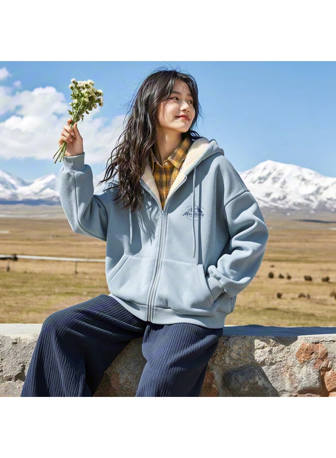 Flying in the snow Women's Jacket 2025 Autumn/winter Fleece Warm Comfortable Casual Versatile Loose Top - Image 5