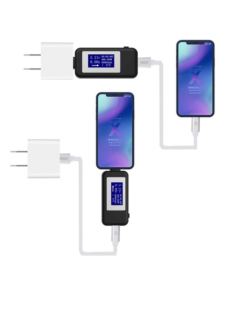 Excefore Type-C USB Power Meter Testers, USB C Current and Voltage Bidirectional Tester, Ammeter 0-5A Voltmeter 4-30V, USB-C Charger Safety Tester, Digital Color LCD Display Multimeter, Amp Volt Detector - Image 3
