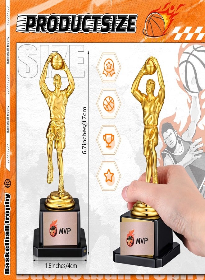 Silipull 12 Pack Basketball Trophy Award Kits 6.7 Inch Sports Award Medals with Stickers Sports Contest Trophies Bulk Plaques Team Prize Gift Trophies for Competition - Image 2