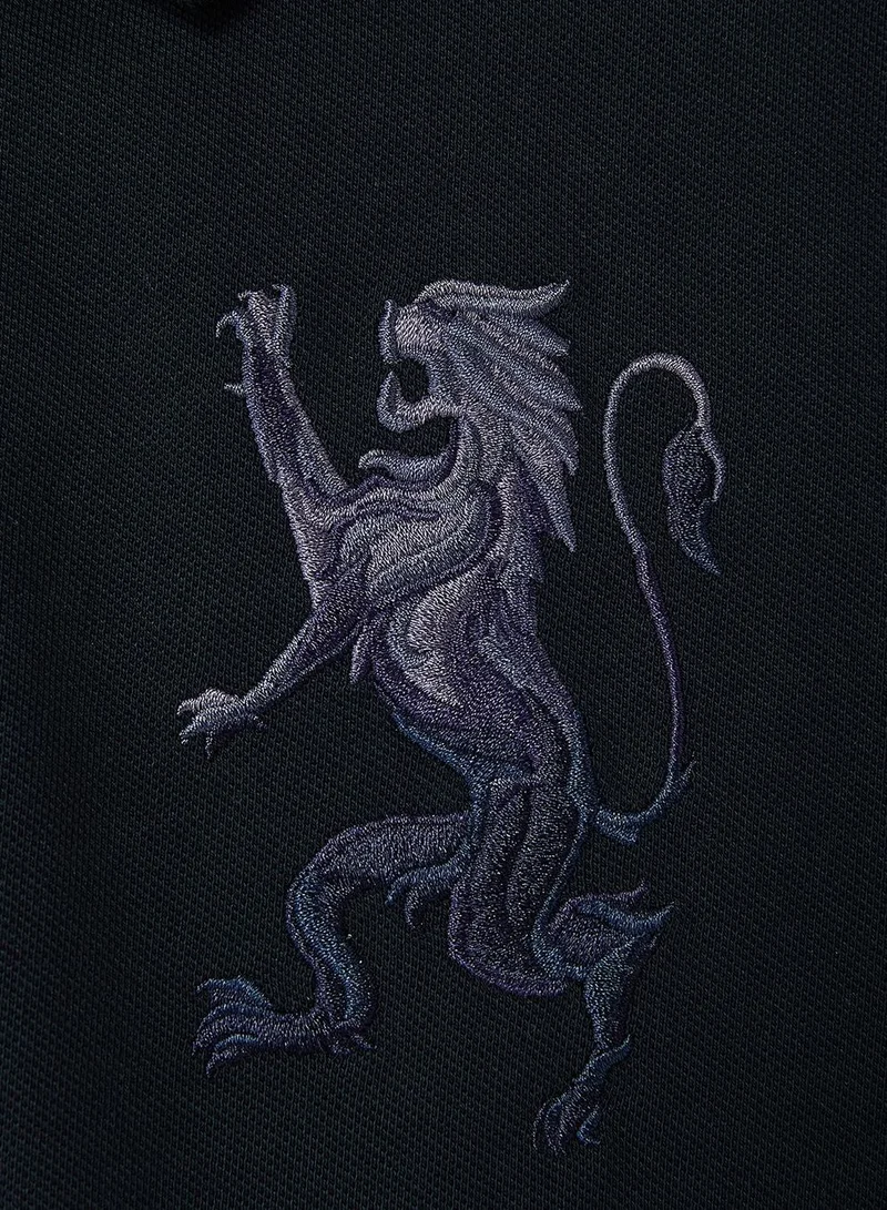 GIORDANO  Men's 3D Lion Polo: Slim Fit, Bold Embroidery, Premium Pique for Men | Best Price UAE