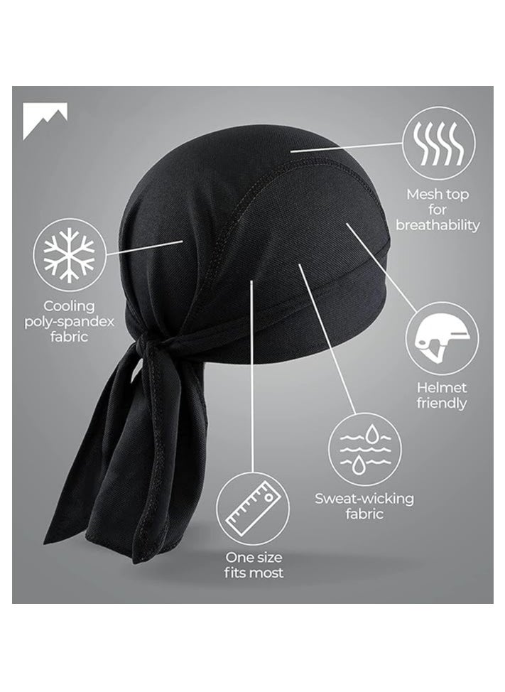 Oasisgalore Sweat Wicking Doo Rag Cooling Dew Rag Helmet Liner Hat Large Motorcycle Head Wrap Bandana for Men and Women  - Image 2