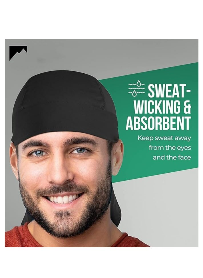 Oasisgalore Sweat Wicking Doo Rag Cooling Dew Rag Helmet Liner Hat Large Motorcycle Head Wrap Bandana for Men and Women  - Image 3