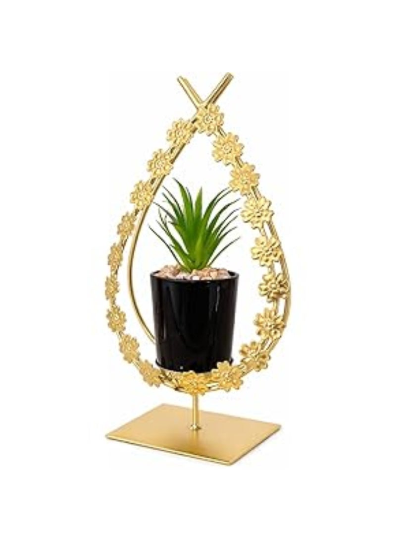 Golden Metal Plant Vase – Stylish and modern decor for home and office, a luxurious design to decorate tables and shelves – a sleek, contemporary vase that adds a classy touch to any space - Image 1