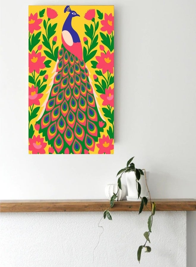 CRAFT MATE CRAFTMATE Framed DIY Paint by Numbers Canvas Art and Craft Kit for Adults and Kids | Peacock Floral Design Swiss Magic Paint By Numbers Kit | 16 inch x 12 inch - Image 3