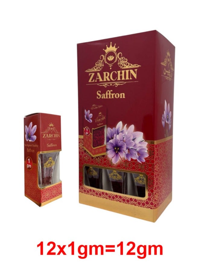 ZARCHIN Saffron Family Pack , Super Negin Saffron 12 x 1 Grams - All Red Premium Quality  - Image 1