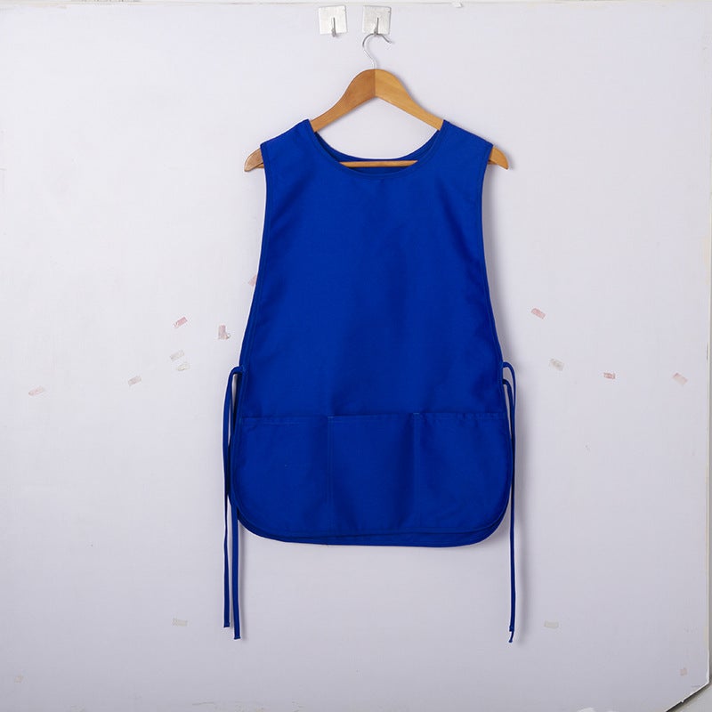 Cobbler Vest Apron Sleeveless Art Chef Pockets Blue