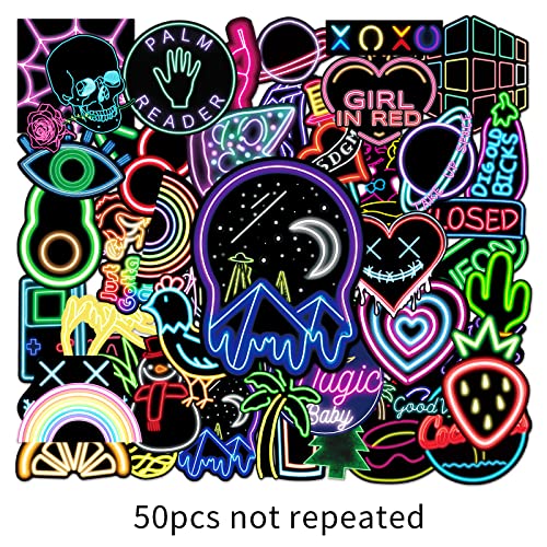 Ash  Roh Ash & Roh 50Pcs Cute Animal Stickers,Vinyl Waterproof Stickers for Laptop,Bumper,Skateboard,Water Bottles,Computer,Phone, Cute Animal Stickers for Kids Teens (Neon Party), Removable, 5 cms - Image 5