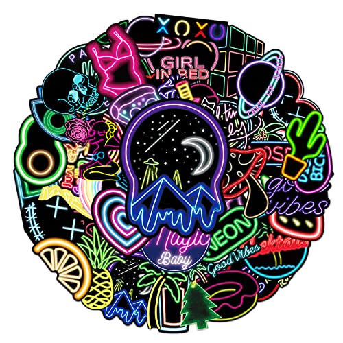 Ash  Roh Ash & Roh 50Pcs Cute Animal Stickers,Vinyl Waterproof Stickers for Laptop,Bumper,Skateboard,Water Bottles,Computer,Phone, Cute Animal Stickers for Kids Teens (Neon Party), Removable, 5 cms - Image 4