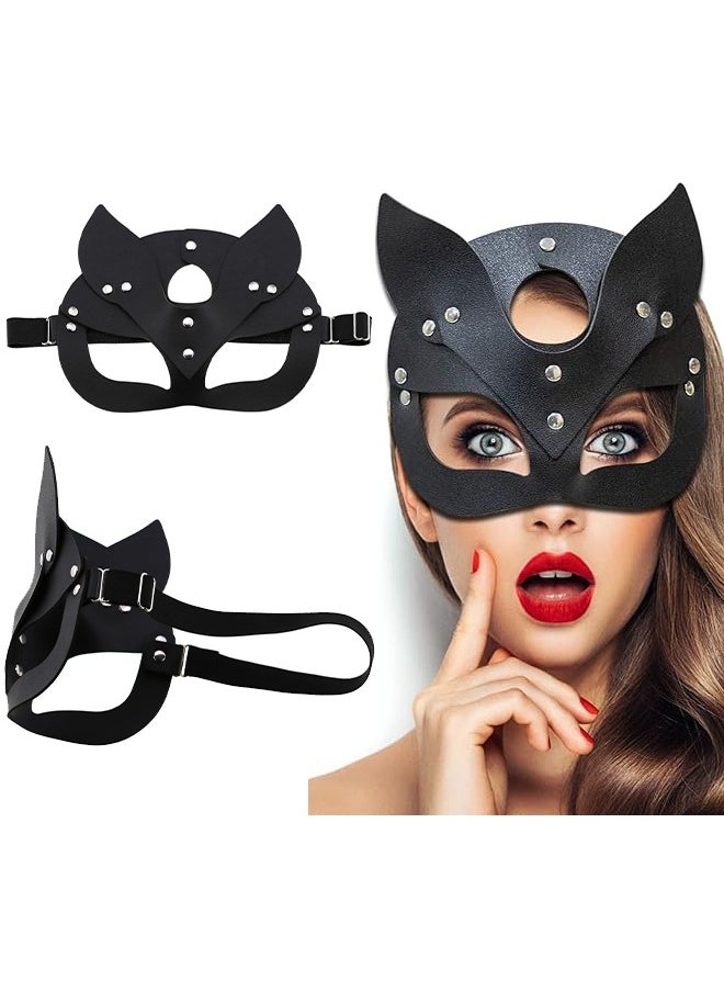 HS Cat Mask For Women, Masquerade Mask For Women Bunny Mask Cat Face Mask For Night Club Cosplay Costume Accessory, Black  - Image 1