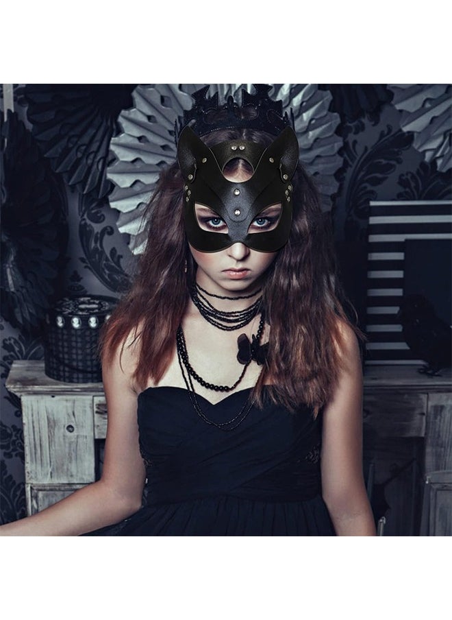 HS Cat Mask For Women, Masquerade Mask For Women Bunny Mask Cat Face Mask For Night Club Cosplay Costume Accessory, Black  - Image 4