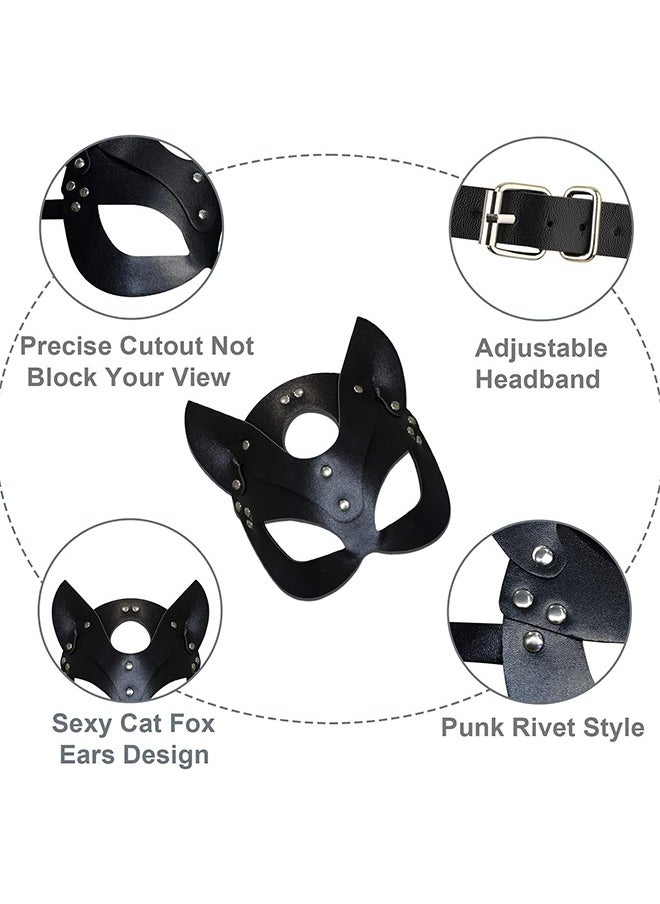 HS Cat Mask For Women, Masquerade Mask For Women Bunny Mask Cat Face Mask For Night Club Cosplay Costume Accessory, Black  - Image 3