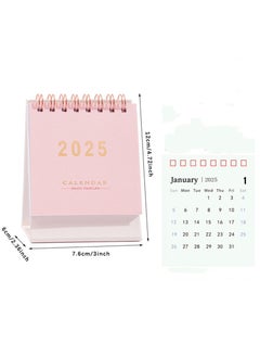 General Mini Desk Calendar 2025, Small Desktop Calendar Mini Daily Schedule Thick Paper Twin-Wire Binding with Stickers for Home Office School  - Image 1