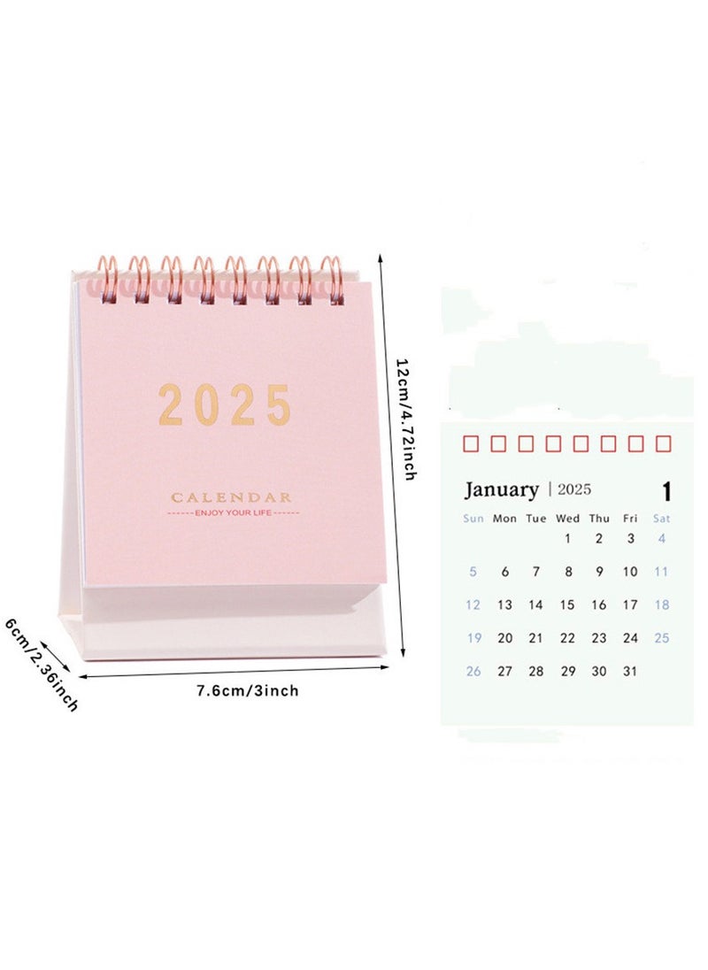 General - Mini Desk Calendar 2025, Small Desktop Calendar Mini Daily Schedule Thick Paper Twin-Wire Binding with Stickers for Home Office School - Image 1