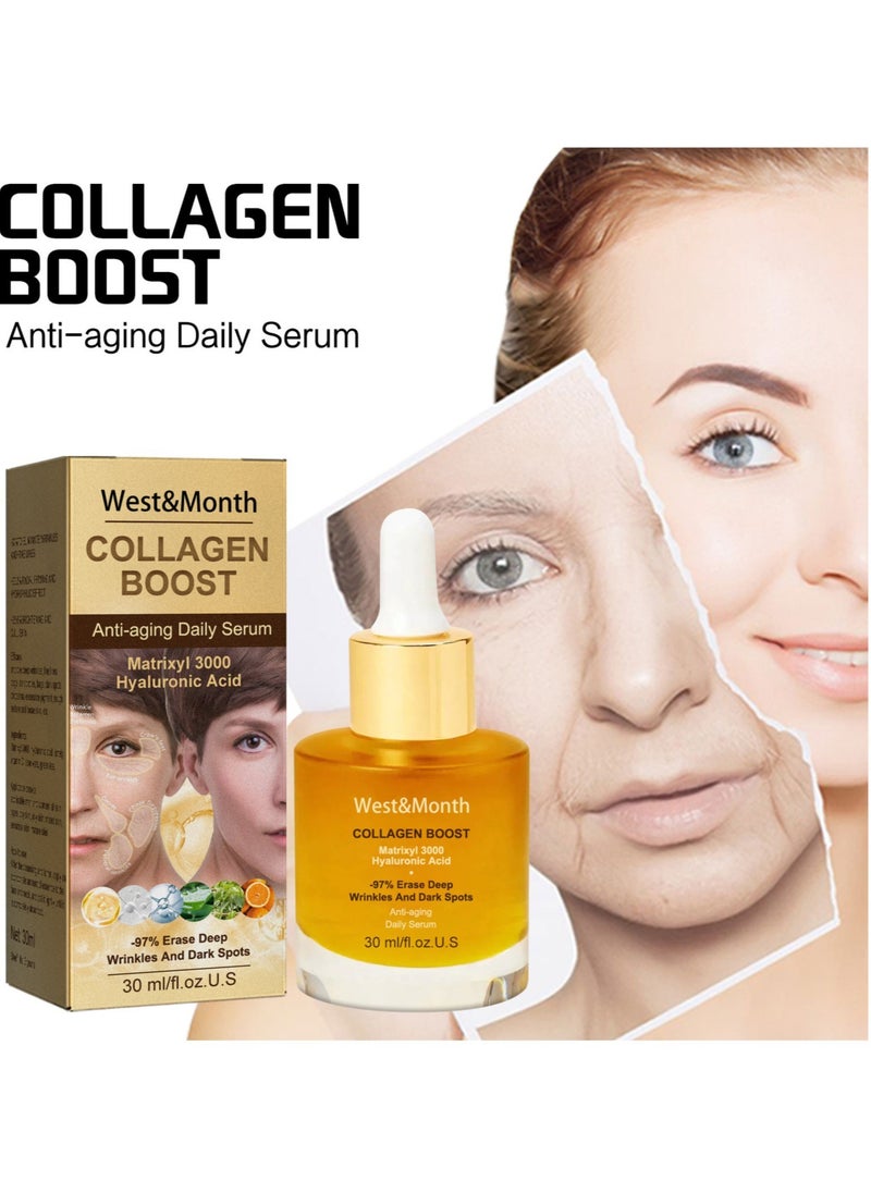 West&Month Instant Anti-aging Face Serum, Dark Spot Corrector Serum, Collagen Anti Wrinkle Serum, Radiance Enhancer Skin Care Essence For Skin Tightening, Brightening And Hydrating, (30ml, 1pc)  - Image 4
