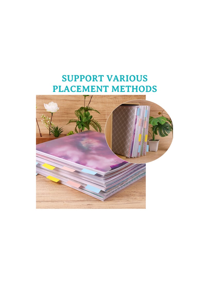 SYOSI - Scrapbook Paper Storage Organizer, with 30 Pieces Large Sticky Index Tabs, Horizontal Transparent File Bag, for Holding 12 X 12 Inch Scrapbook Paper, Vinyl Paper and Cardstock, Photos(8 Pieces ) - Image 1
