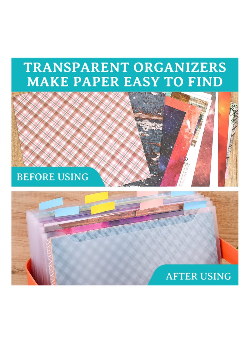SYOSI - Scrapbook Paper Storage Organizer, with 30 Pieces Large Sticky Index Tabs, Horizontal Transparent File Bag, for Holding 12 X 12 Inch Scrapbook Paper, Vinyl Paper and Cardstock, Photos(8 Pieces ) - Image 1