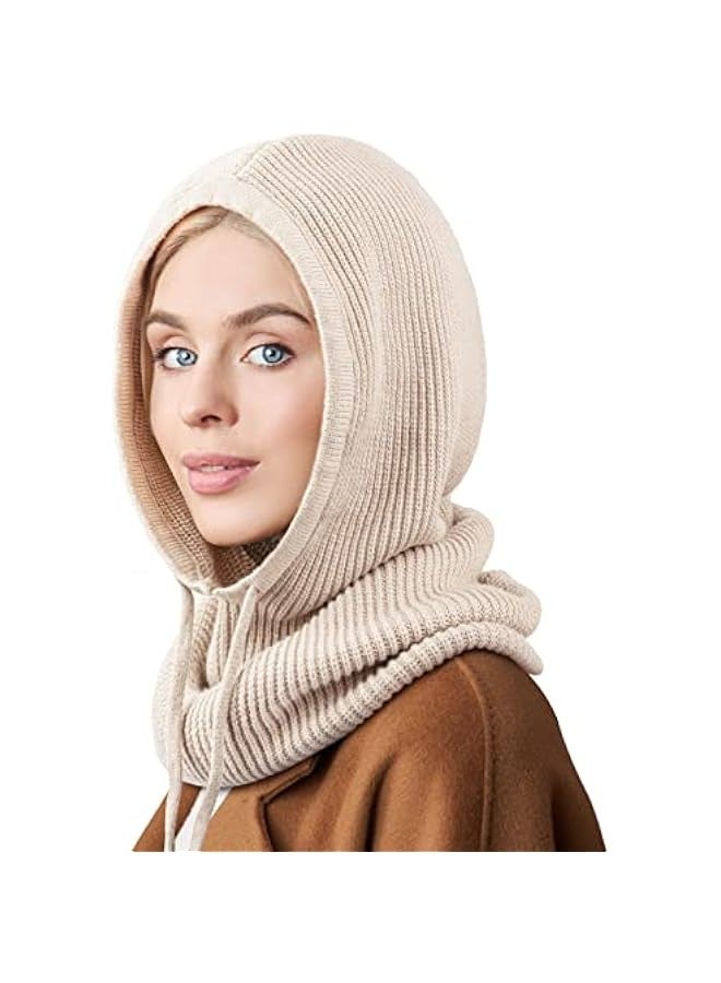 Generic Cashmere wool hat scarf women's autumn and winter thickened knitted Korean earmuffs warm hooded scarf - Image 1