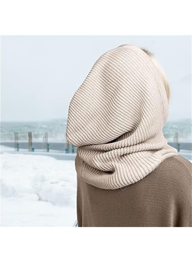 Generic Cashmere wool hat scarf women's autumn and winter thickened knitted Korean earmuffs warm hooded scarf - Image 5