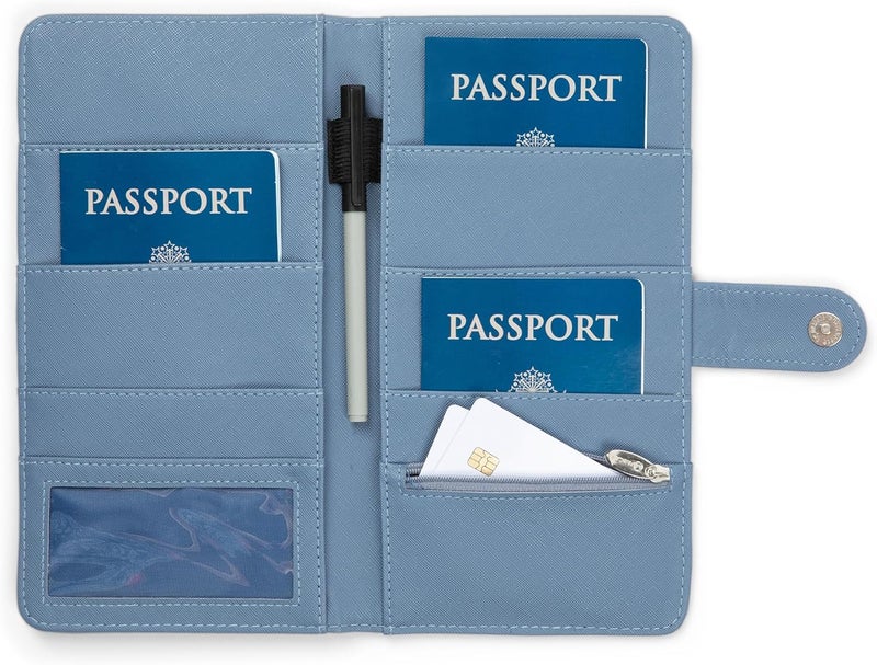Miamica MIAMICA Grey Slate Premium Family Passport Wallet Holder Travel Document Organizer Large with Interior Zipper Clear ID Compartment Pen Holder Adventure Awaits M32010 - Image 5