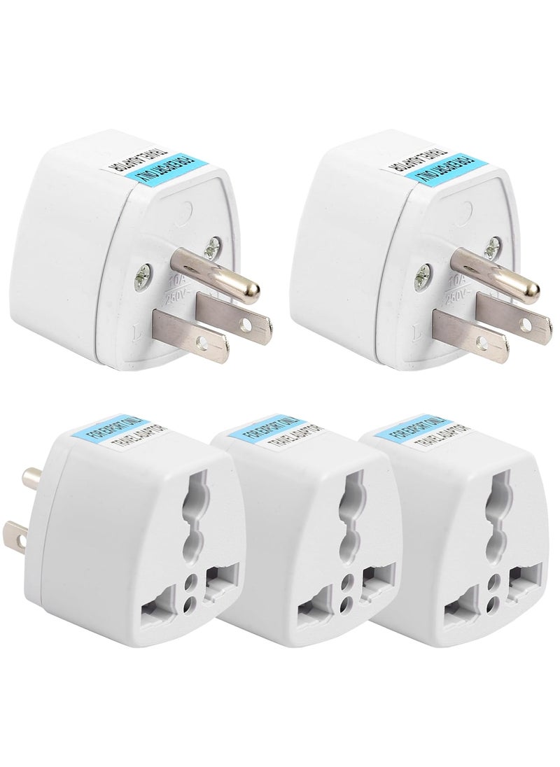 HI PLASST PINS N PLUGS HiPlasst India to USA Type B Plug Adapter Pack of 5 Universal Travel Adapter for US Canada Mexico Japan Thailand Converter for Indian Plugs for Laptop Camera Chargers 10A 250V  - Image 1
