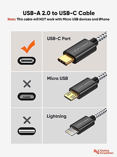 CableCreation 2FT USB to USB C Cable, USB A to USB C Cable 3A Fast Charging Cable, Braided USB C Male to USB Male Cable for Power Bank, Galaxy S23, iPad Pro iPad Mini S22 S21 Z Flip, etc, Black - Image 5