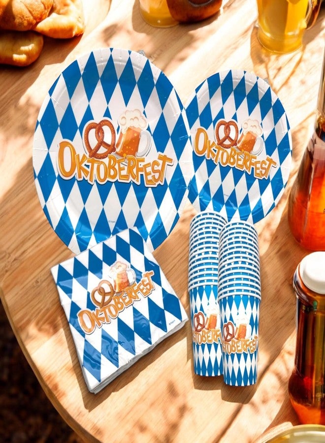 Oojami لوازم حفلة أكتوبر فيست لـ 30 ضيف - مجموعة أطباق وأكواب ومناشف بطابع بافاري - أطباق عشاء 9 بوصة، أطباق حلوى 7 بوصة، أكواب 12 أونصة، مناشف 3 طبقات - زينة وأدوات مائدة مثالية لأكتوبر فيست - Image 4