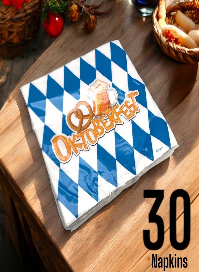 Oojami لوازم حفلة أكتوبر فيست لـ 30 ضيف - مجموعة أطباق وأكواب ومناشف بطابع بافاري - أطباق عشاء 9 بوصة، أطباق حلوى 7 بوصة، أكواب 12 أونصة، مناشف 3 طبقات - زينة وأدوات مائدة مثالية لأكتوبر فيست - Image 5