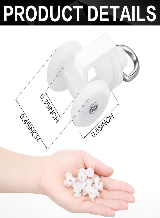Barydat 100 Pcs Curtain Track Glider Rollers Hooks Ceiling Curtain Track Plastic Rail Gliders Dual Wheel Roller Carriers for Ceiling Drapes Room Dividers - Image 2