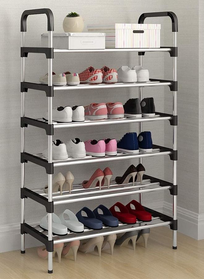 Arabest Shoe Rack, Free Standing Shoe Storage 6 Tier Shoe Rack Storage Organizer Stand Keeps Room Tidy Door Saves Space (Black, 6 Tier) - Image 2