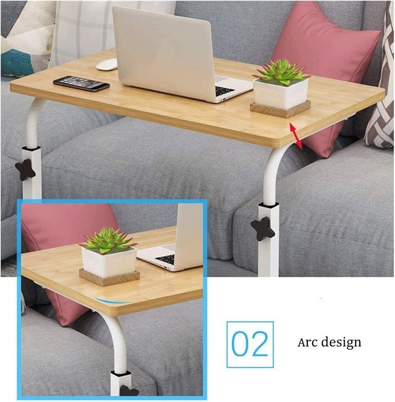 تريدجيت مكتب بعجلات، سطح مكتب 60×40 سم، ارتفاع قابل للتعديل 70-90 سم، مناسب لأجهزة الكمبيوتر المحمولة والكمبيوتر المحمول، قاعدة على شكل حرف C، لون بيج - Image 5