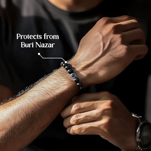 Astrotalk Evil Eye Bracelet with Black Obsidian | Good Luck Charm for Positive Energy & Protection from Negativity | Evil Eye Bracelet for Man & Woman | Gift for Man & Woman - Image 2