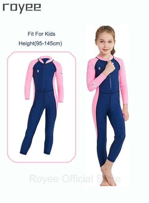 Summer New Children's long sleeved one-piece swimsuit, Outdoor Quick Drying Sun Protection Swimsuit, Small and Medium-sized Children's Jellyfish Suit, Suitable for Boys and Girls Height 95-140cm