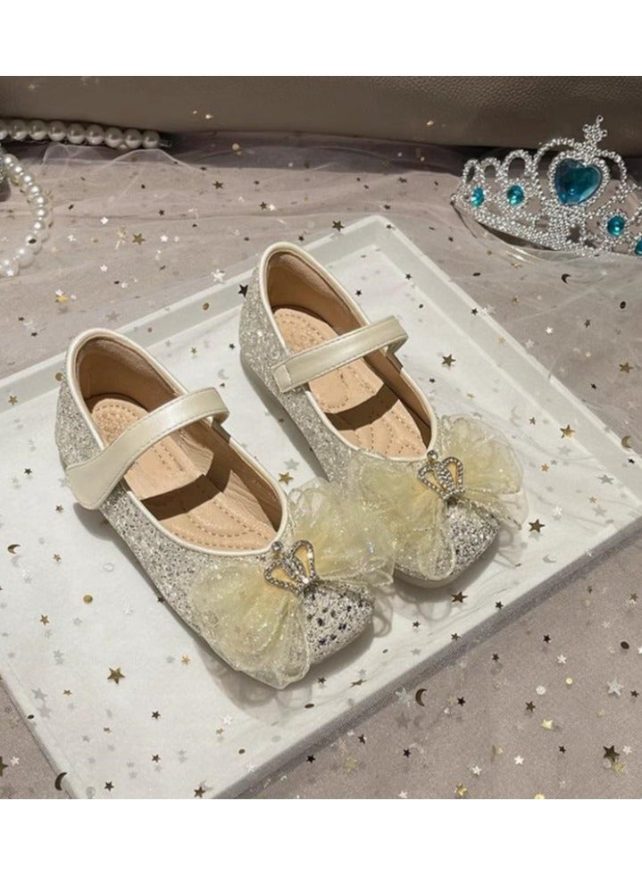 Girls' Crystal Western Style Soft Bottom Versatile Princess Comfortable Single Shoe - Image 2