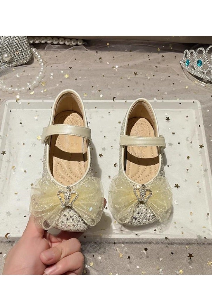 Girls' Crystal Western Style Soft Bottom Versatile Princess Comfortable Single Shoe - Image 3