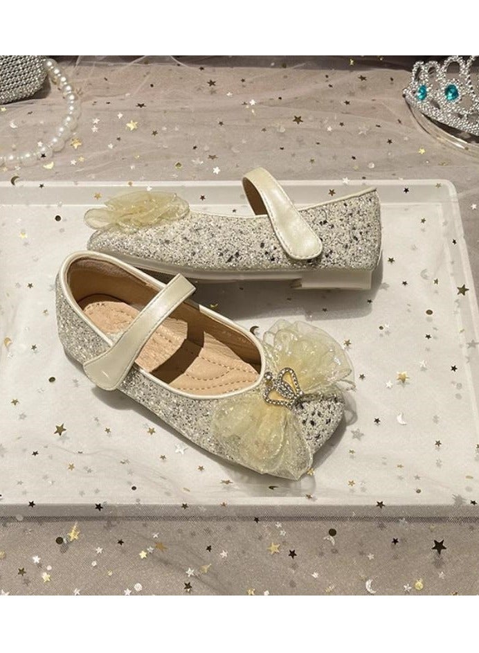 Girls' Crystal Western Style Soft Bottom Versatile Princess Comfortable Single Shoe - Image 4
