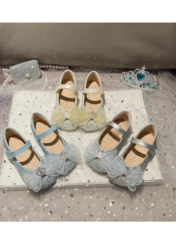 Girls' Crystal Western Style Soft Bottom Versatile Princess Comfortable Single Shoe - Image 5