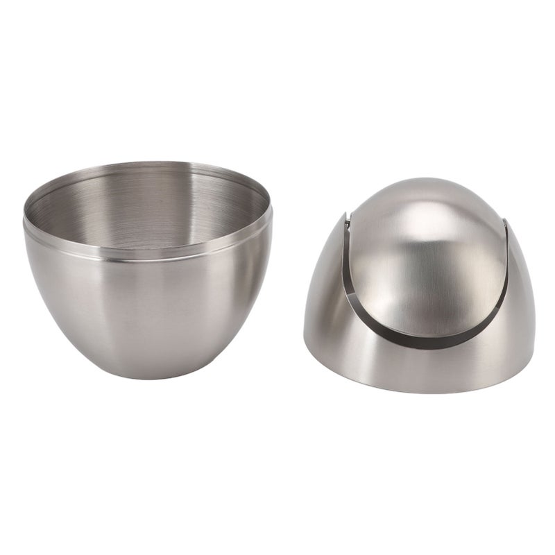 Desktop Trash Can Stainless Steel Egg Shape Mini Countertop Waste Bin with Swing Lid for Bathroom Bedroom - Image 4