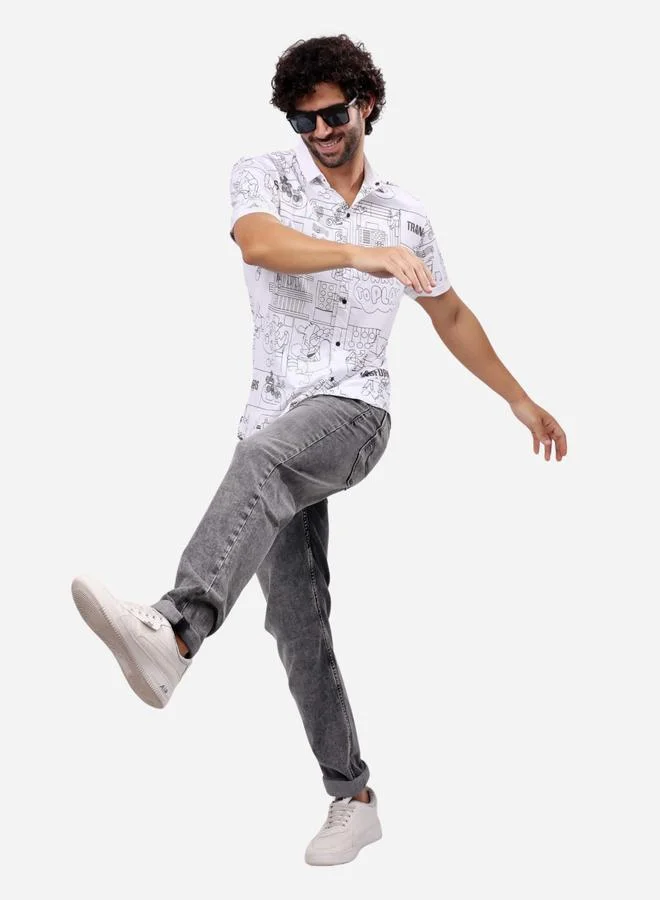 Stylox Stylox All-Over Printed Short Sleeve Regular Fit Shirt