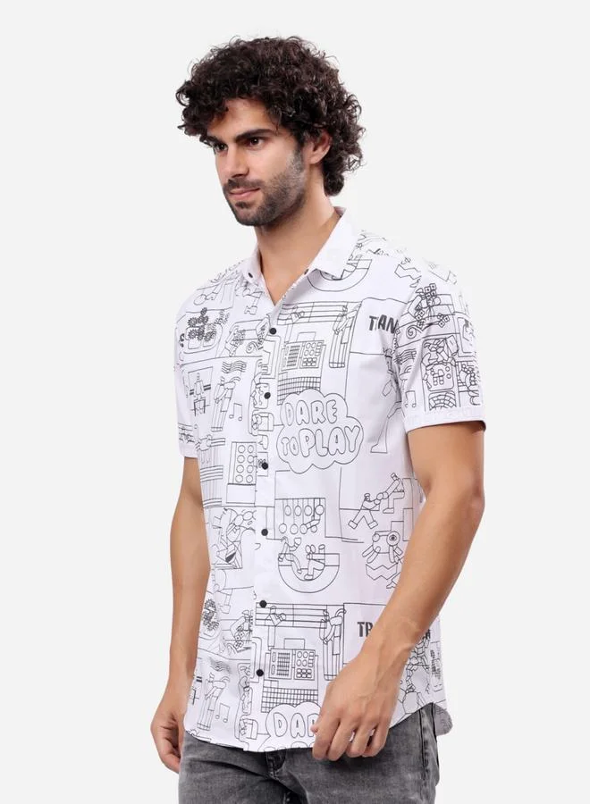 Stylox Stylox All-Over Printed Short Sleeve Regular Fit Shirt