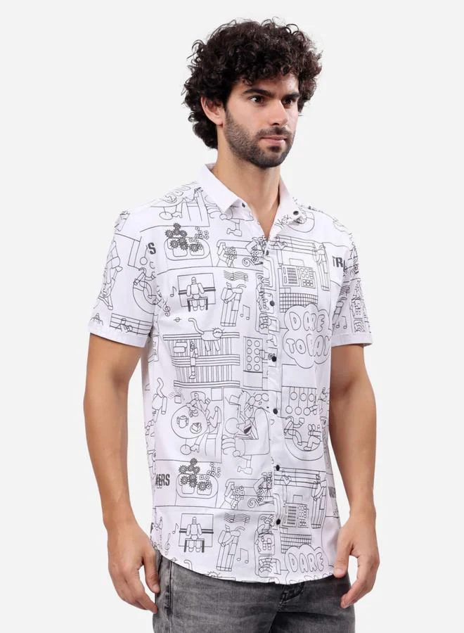 Stylox Stylox All-Over Printed Short Sleeve Regular Fit Shirt
