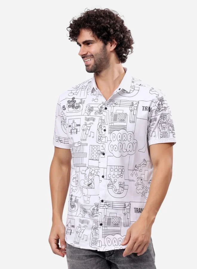 Stylox Stylox All-Over Printed Short Sleeve Regular Fit Shirt