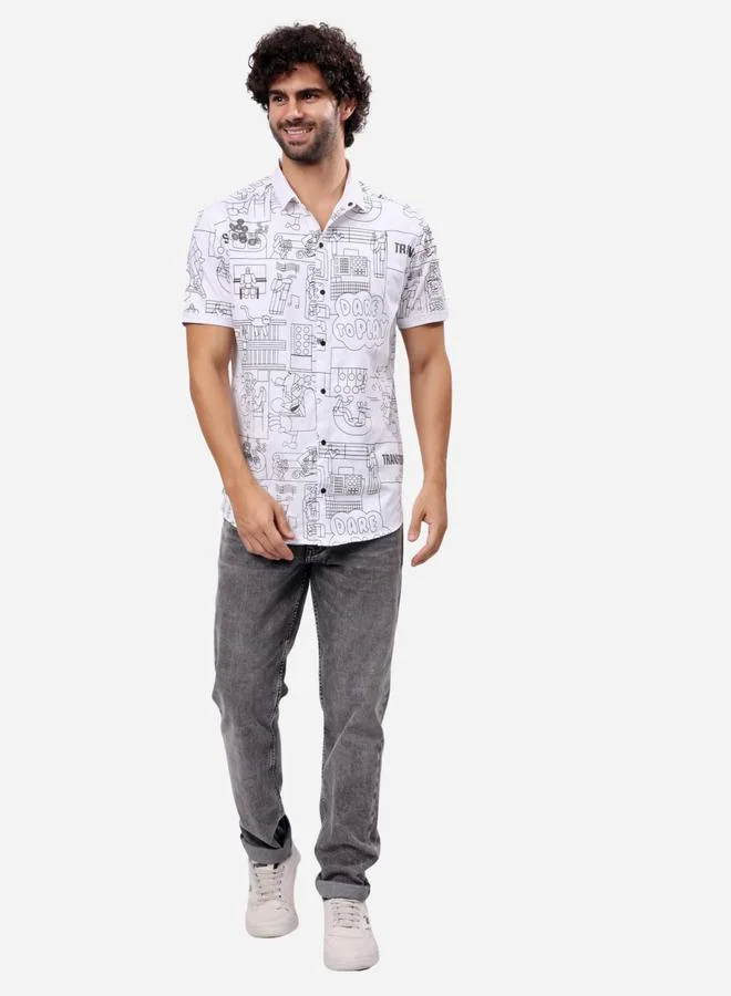 Stylox Stylox All-Over Printed Short Sleeve Regular Fit Shirt