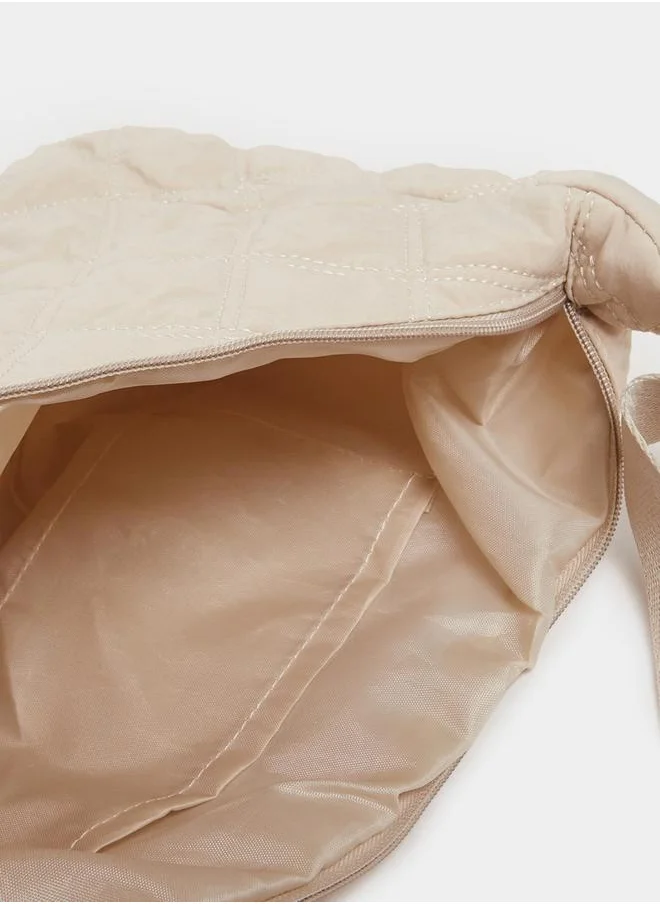 Styli Quilted Shoulder Bag with Zip Closure