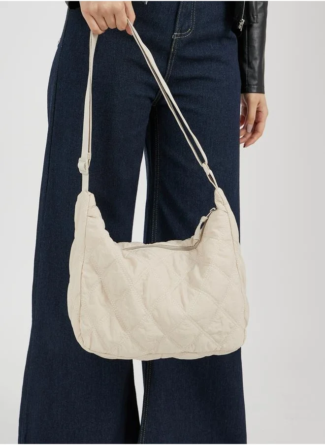 Styli Quilted Shoulder Bag with Zip Closure
